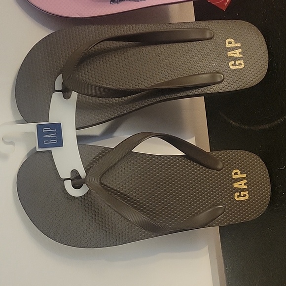 GAP Men's Cocoa Brown Size 10-11 & Faded Glory Pink American Flag Flip Flop 9-10 - Picture 2 of 9